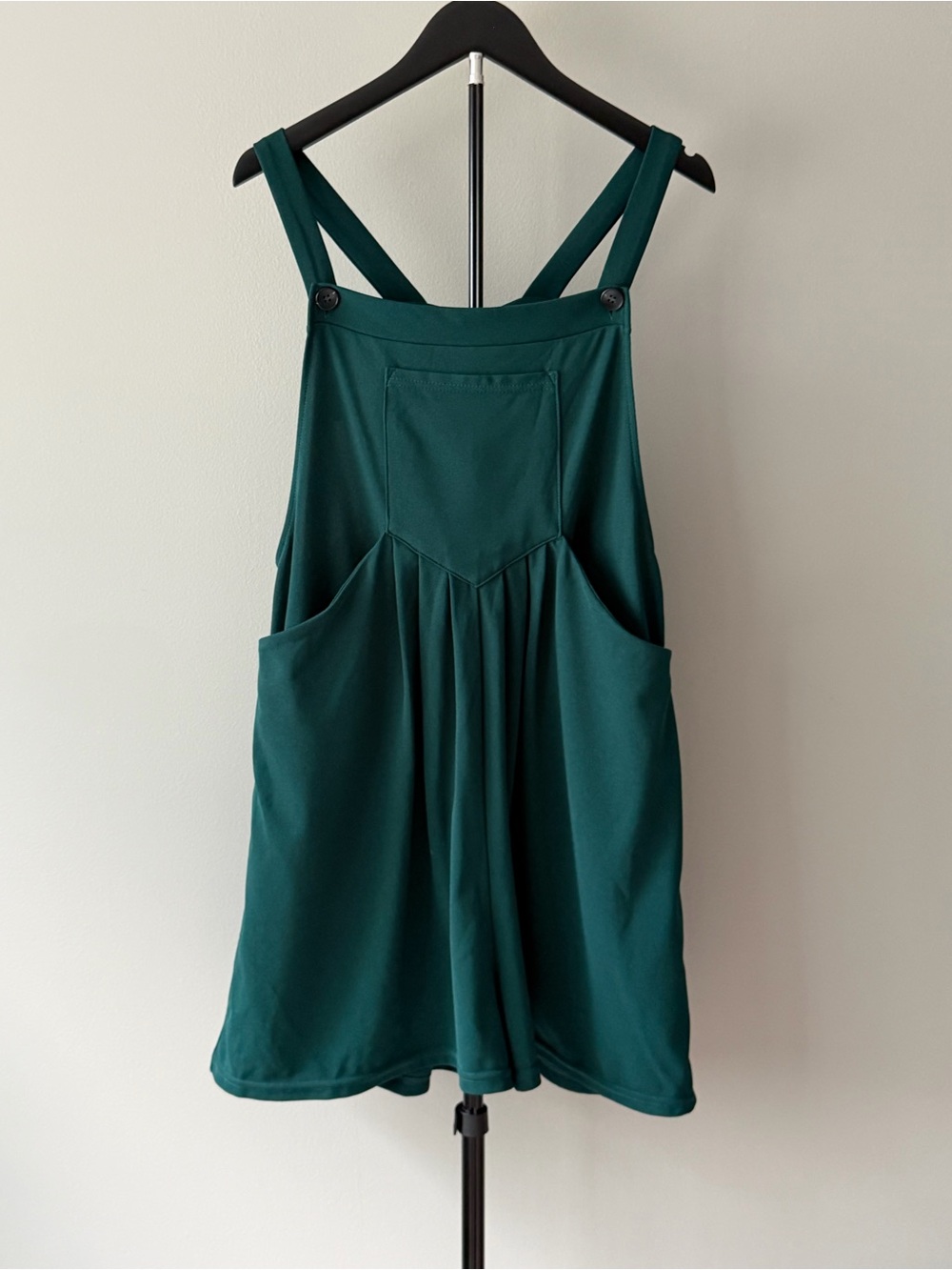 HALARA Romper Shorts Overalls Large Forest Green Waffle Pockets Casual Flowy